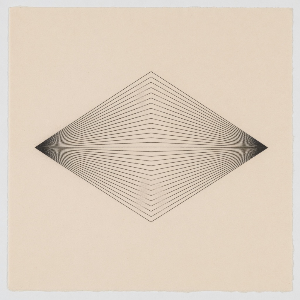 Sixteen nested lines, fanning and converging.